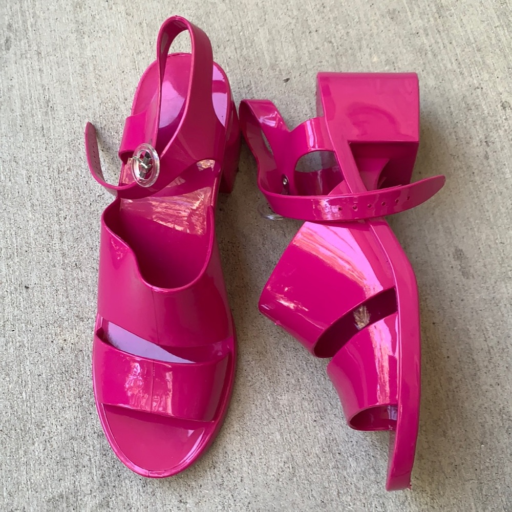 American Apparel pvc jelly sandal with heel pink